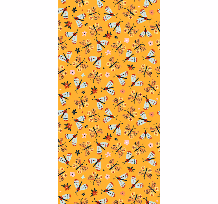 Animal wallpaper with hand-drawn butterflies - TenStickers
