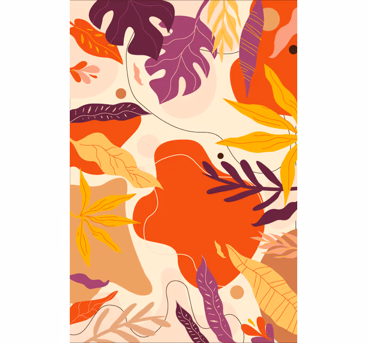 Nature wallpaper colorful abstract leaves design - TenStickers
