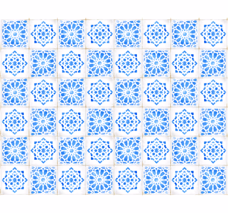 Tile wallpaper with intricate blue patterns - TenStickers