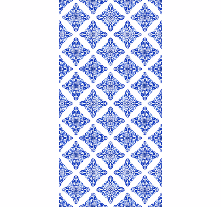 Patterned blue tile wallpaper - TenStickers