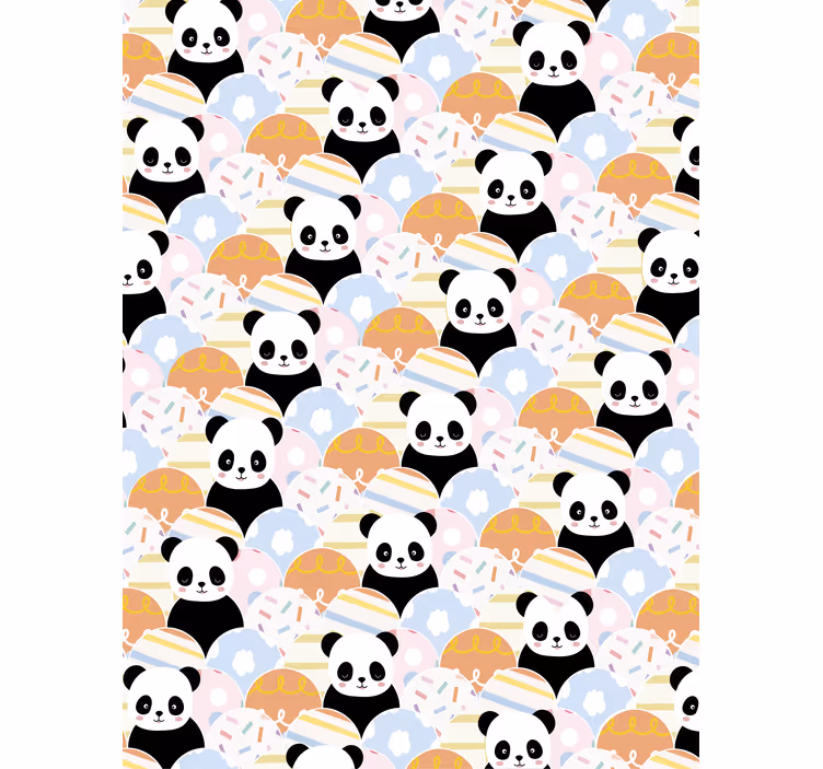 Kids wallpaper featuring patchwork panda design - TenStickers
