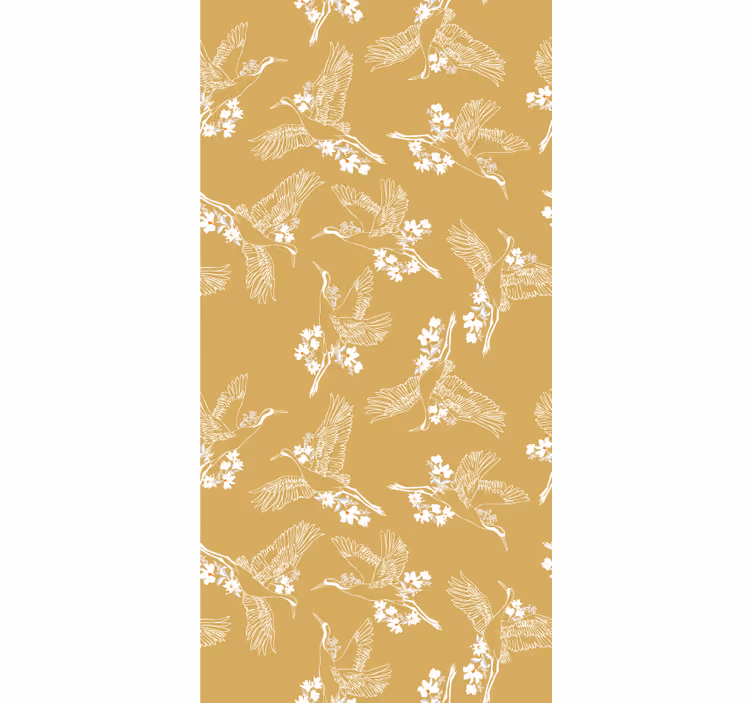 Kids wallpaper japanese flowers and birds - TenStickers