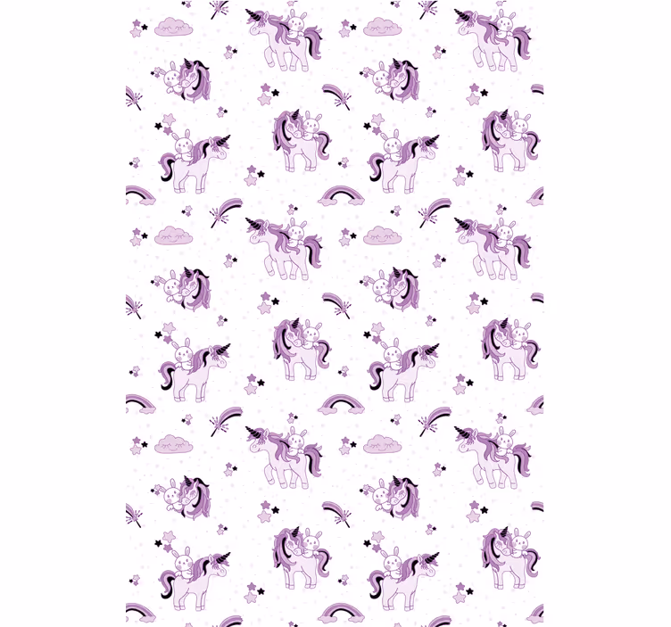 Kids wallpaper unicorns and rabbits - TenStickers