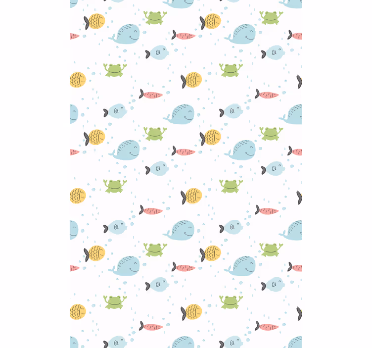 Kids wallpaper colorful fish on white background - TenStickers