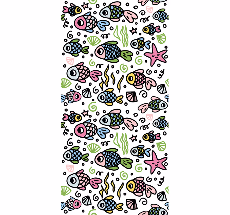 Kids wallpaper multicolor fish pattern - TenStickers