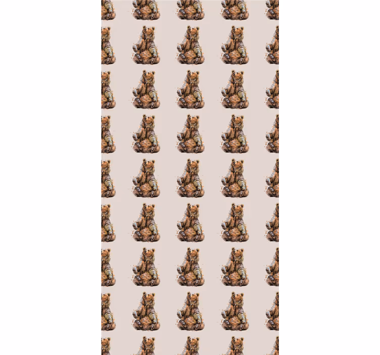 Kids wallpaper brown bear - TenStickers