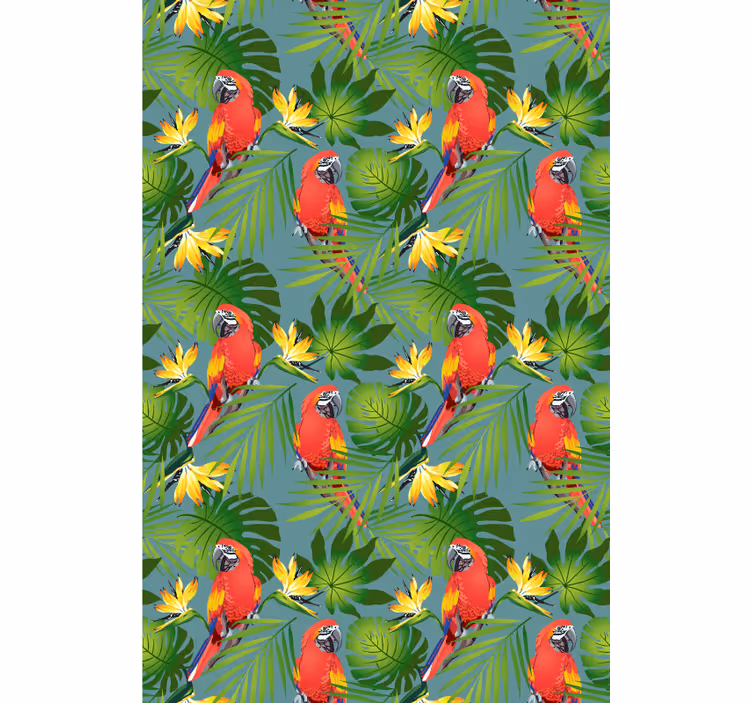 Kids wallpaper tropical parrots and leaves design - TenStickers