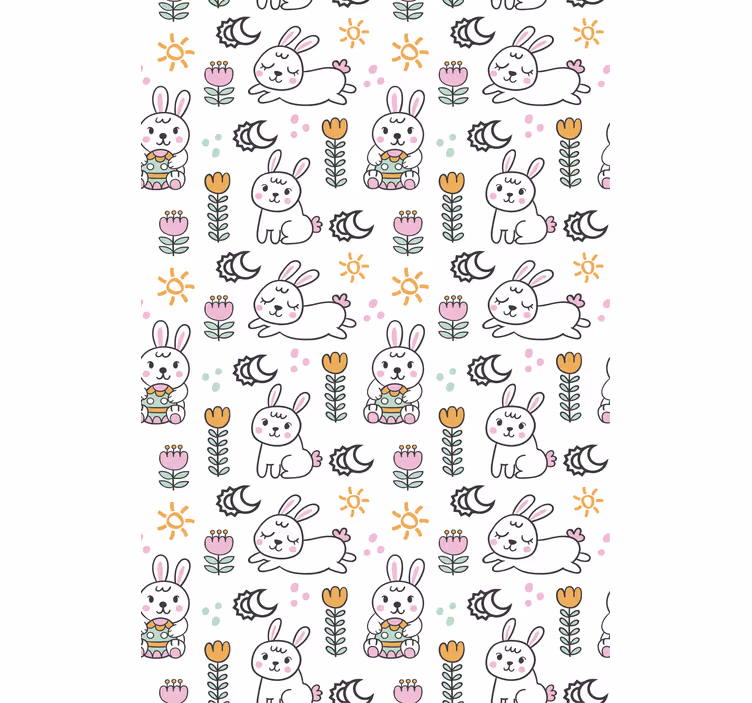 Kids wallpaper easter bunny design - TenStickers