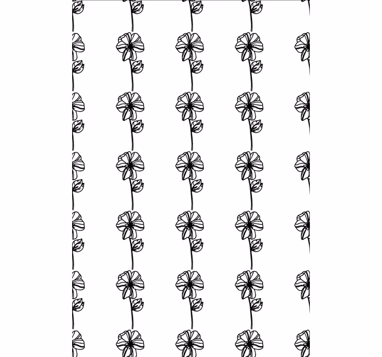 Hallway wallpaper black vertical flowers design - TenStickers