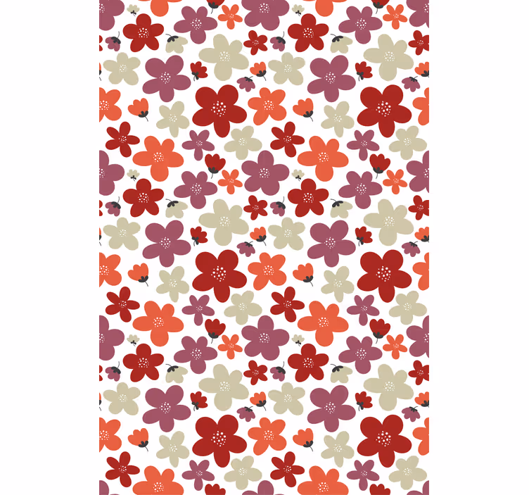 Scandinavian wallpaper red abstract flowers design - TenStickers