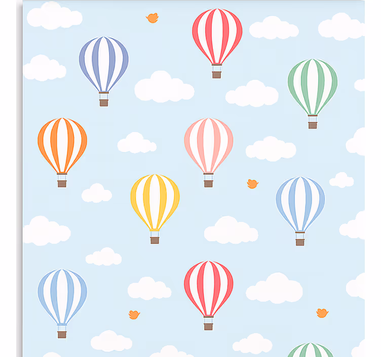Scandinavian wallpaper pastel color balloon ride - TenStickers