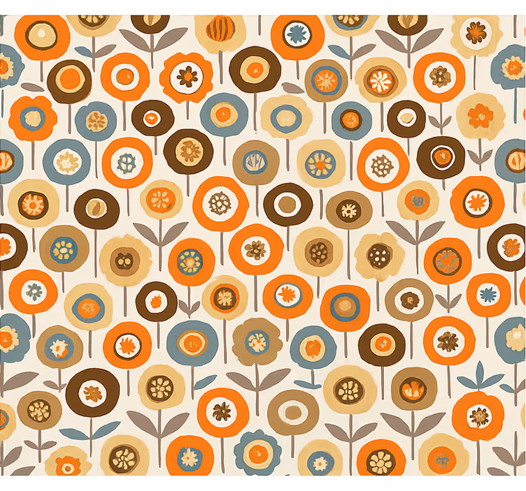 Scandinavian wallpaper colourful vintage flowers - TenStickers