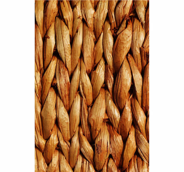 Living room wallpaper braided natural rug - TenStickers