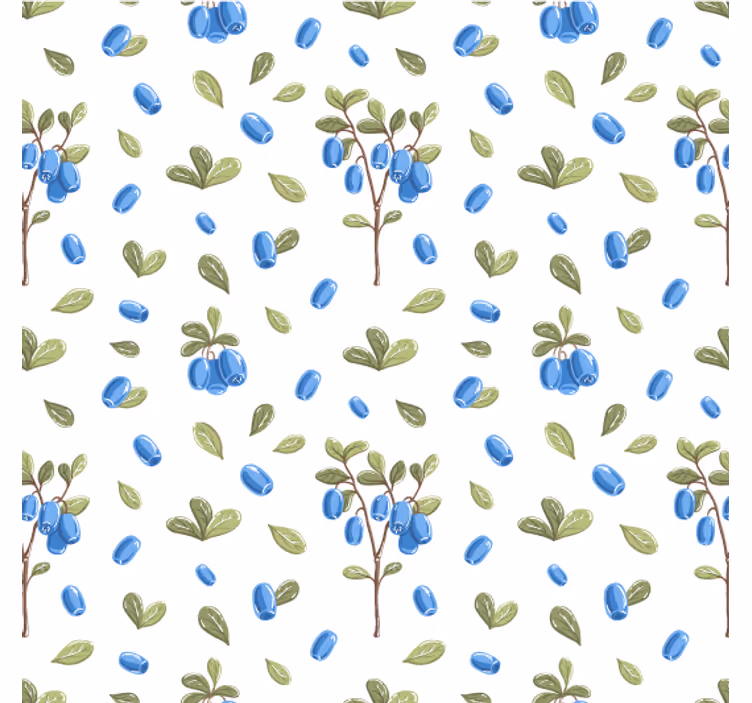 Living room wallpaper botanical blue design - TenStickers