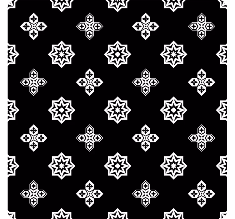 Tile wallpaper black and white vintage pattern - TenStickers