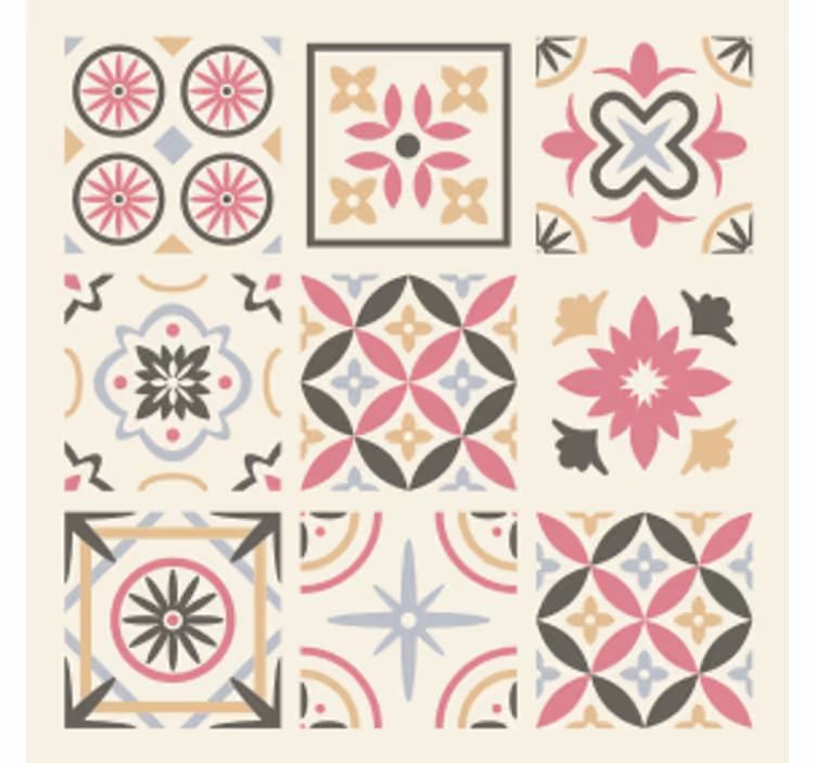 Tile wallpaper geometric floral design - TenStickers