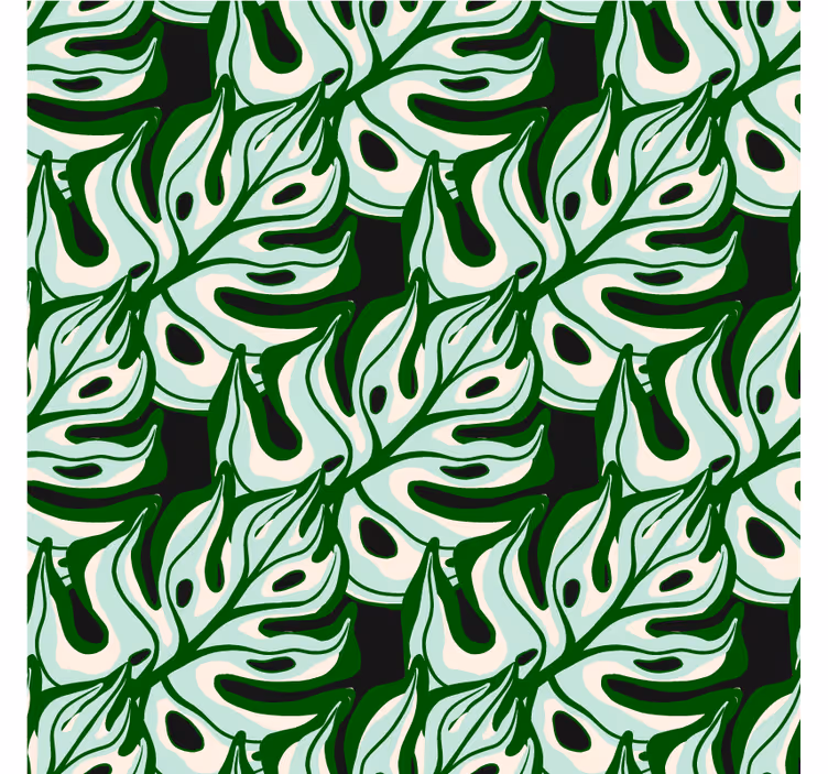 Flower wallpaper in black and green splashy flora - TenStickers