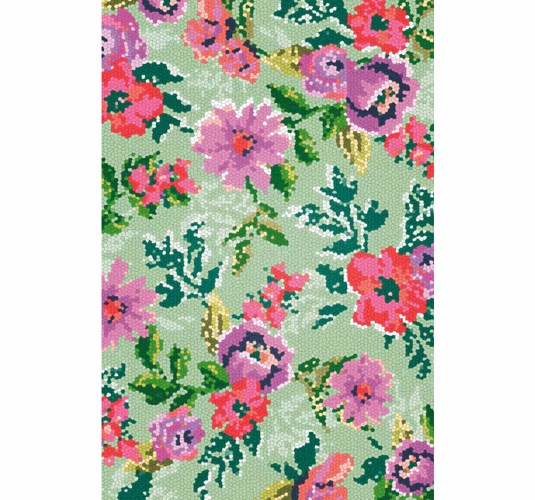 Flower wallpaper mosaic floral design - TenStickers