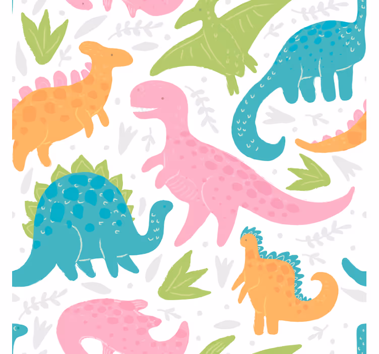 Dinosaurs wallpaper in soft pastel colors - TenStickers