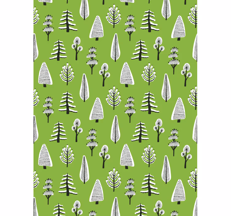 Tree wallpaper featuring various green trees - TenStickers