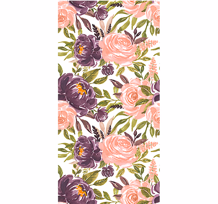 Living room wallpaper charming watercolor flowers - TenStickers