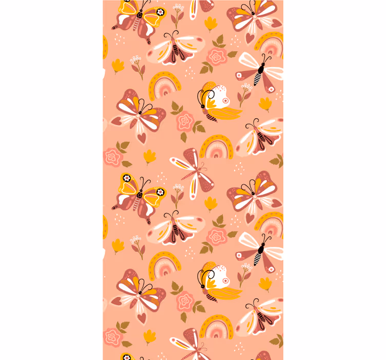 Modern wallpaper with boho butterflies and rainbows - TenStickers