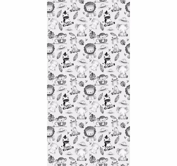 Kids wallpaper grey baby animals - TenStickers