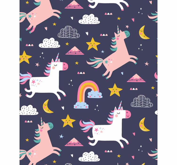 Kids wallpaper unicorns and stars - TenStickers