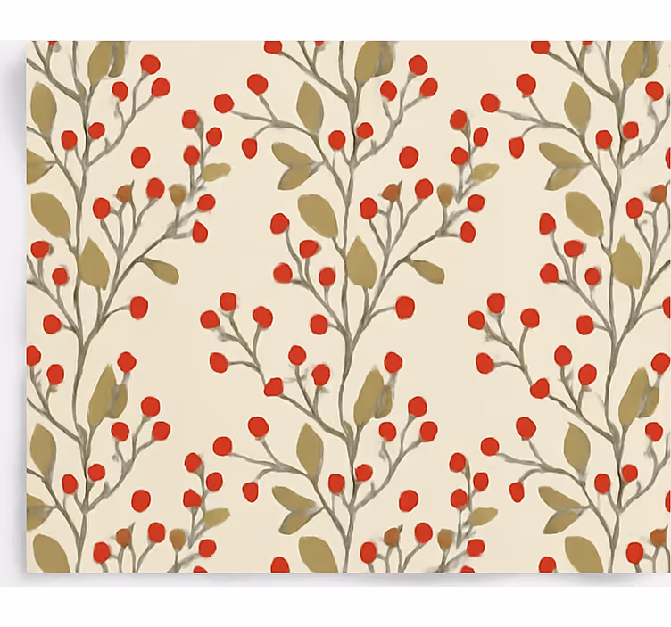 Dining room wallpaper berries floral leaves - TenStickers