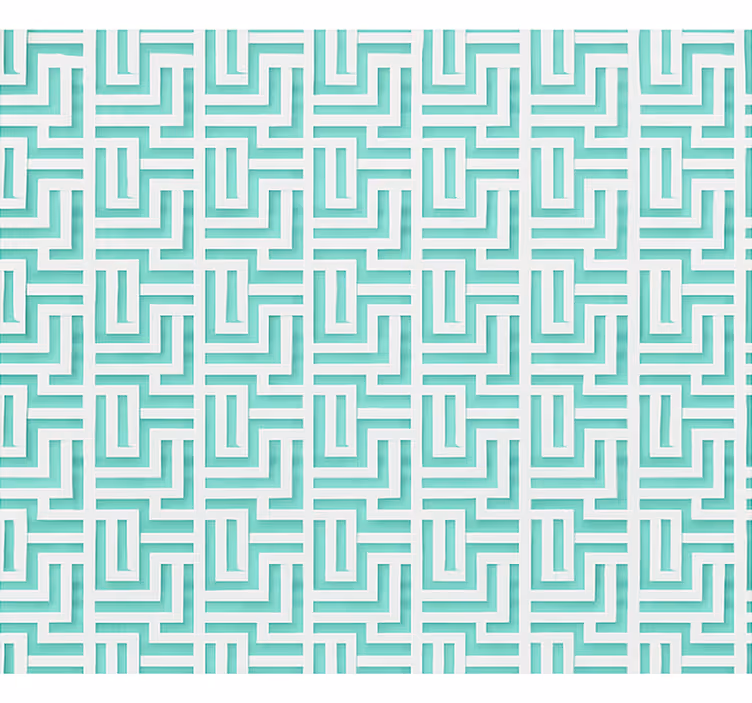 Dining room wallpaper in blue geometric squares design - TenStickers