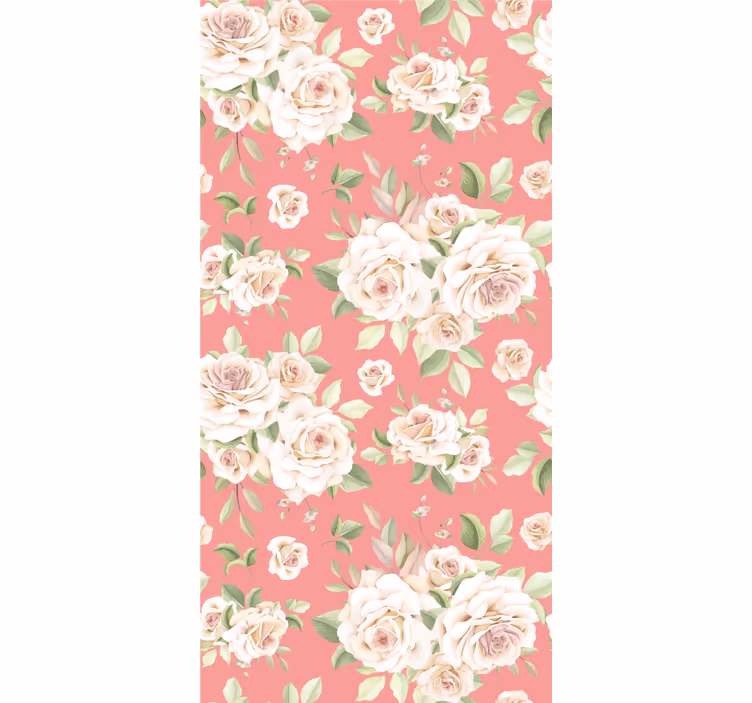 Dining room wallpaper with roses floral pattern - TenStickers