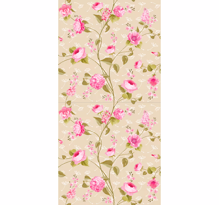 Dining room wallpaper in pink floral vine - TenStickers