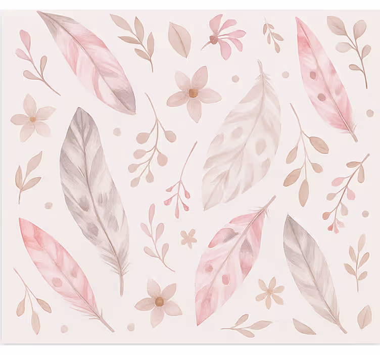 Teenager wallpaper pink feathers - TenStickers