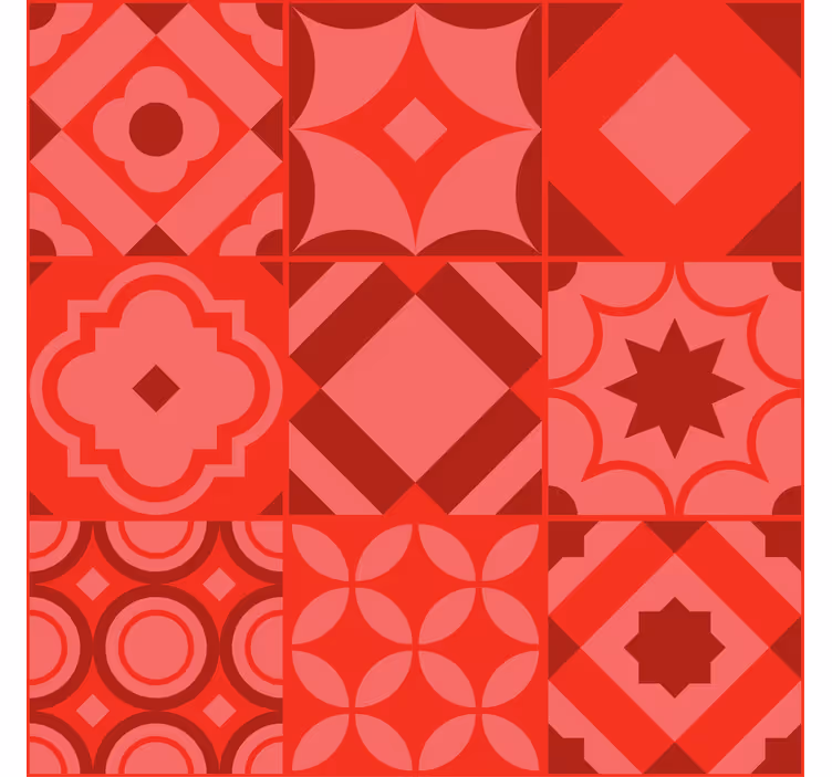 Kitchen wallpaper with red tiles design - TenStickers