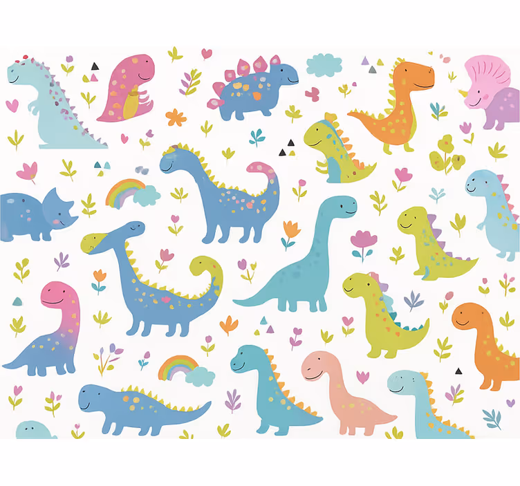 Kids wallpaper colorful dinosaur - TenStickers