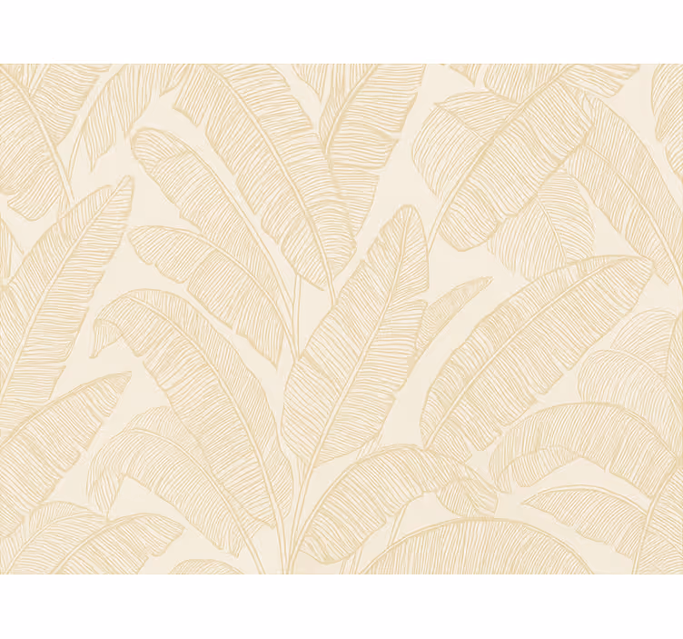 Living room wallpaper beige banana leaf pattern - TenStickers