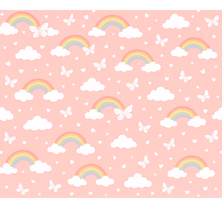 Kids wallpaper pink rainbow design - TenStickers