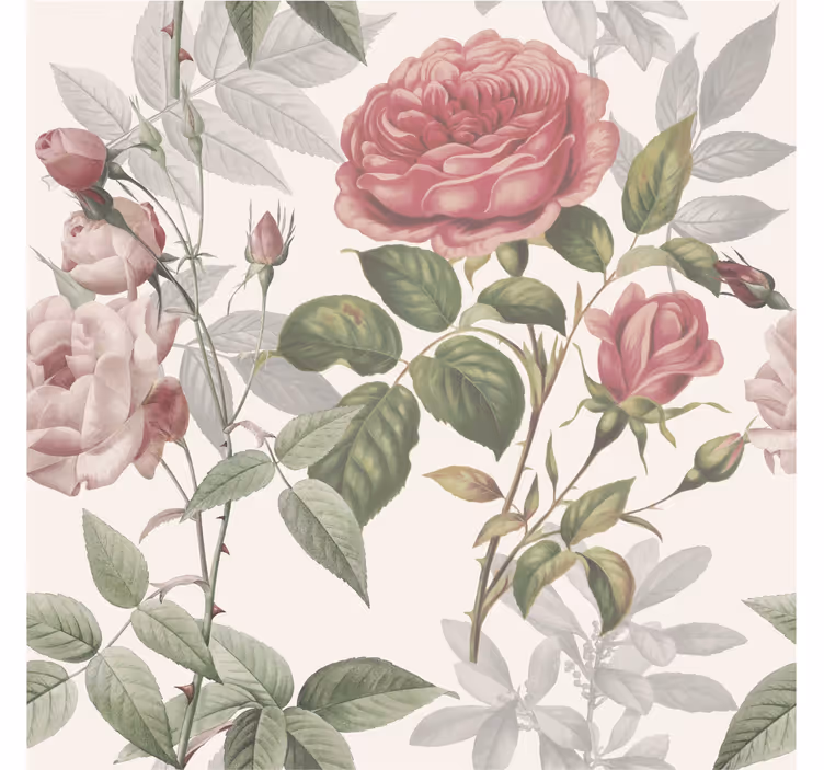 Flower wallpaper with rose pattern - TenStickers