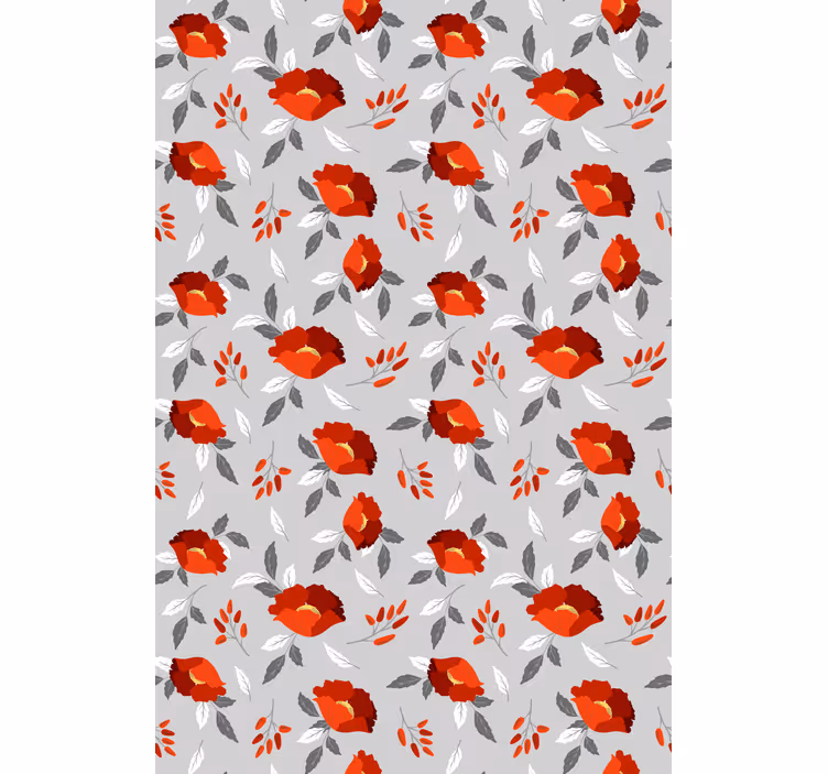 Flower wallpaper floating red poppies - TenStickers