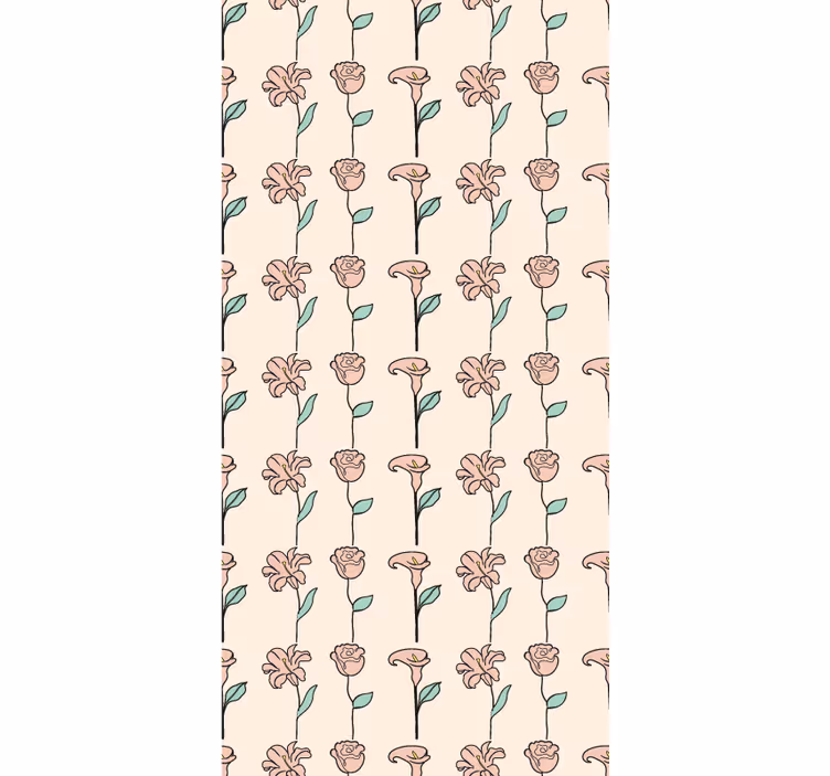 Floral ornament wallpaper original design minimalist flowers - TenStickers