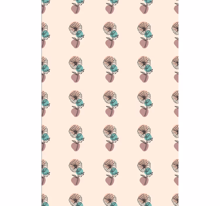 Floral ornament wallpaper daisy flower line art design - TenStickers