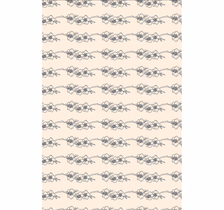 Floral ornament wallpaper with orchid line art - TenStickers