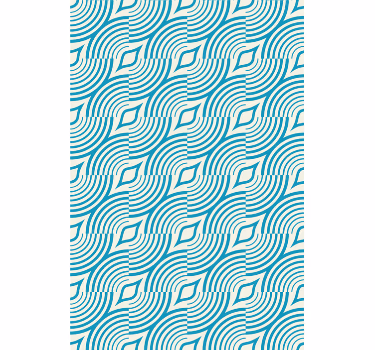 Floral ornament wallpaper sea pattern blue lines - TenStickers