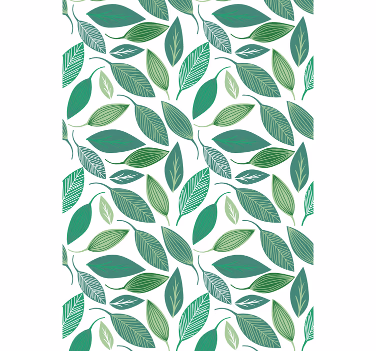 Floral ornament wallpaper with green leaf nature pattern - TenStickers