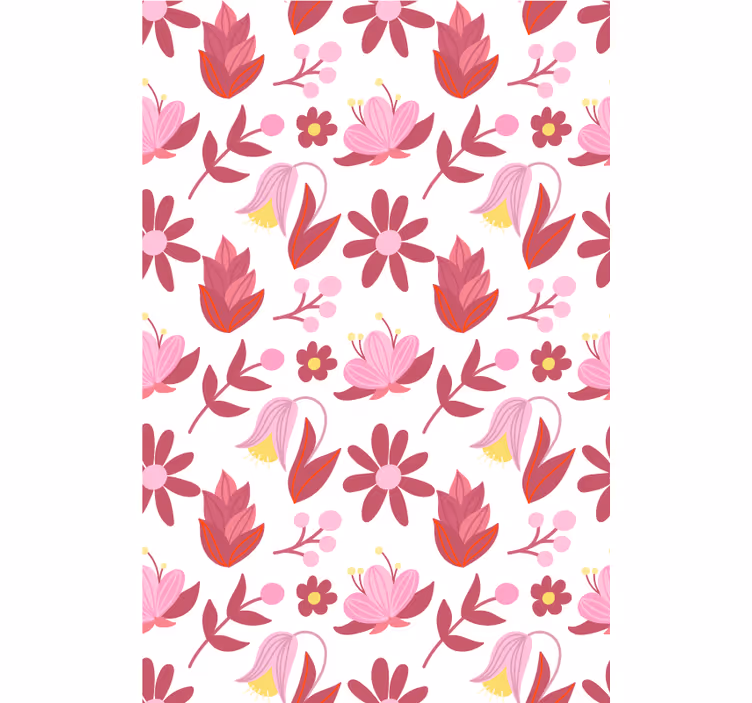 Floral ornament wallpaper inspired by polish folk art - TenStickers