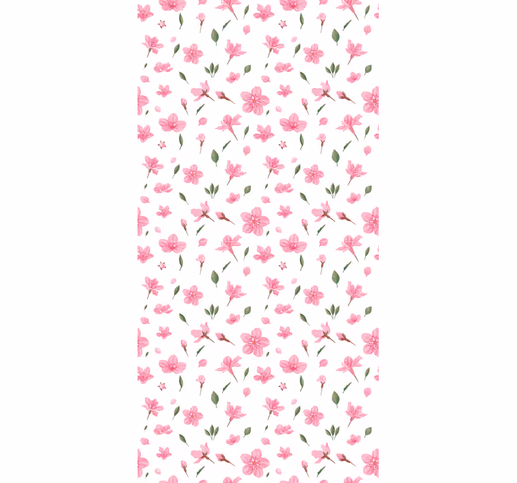 Floral ornament wallpaper watercolor pastel pink blooms - TenStickers