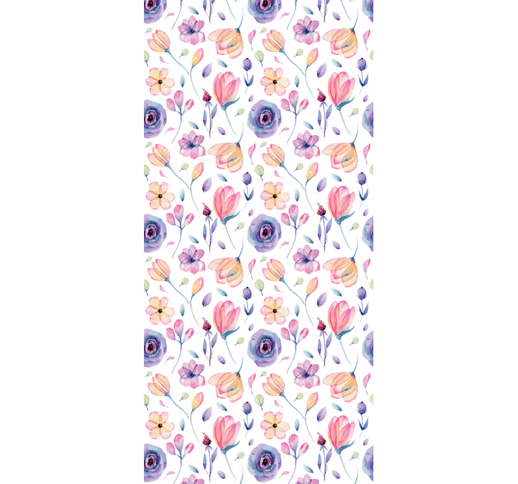 Floral ornament wallpaper in purple delicate pattern - TenStickers