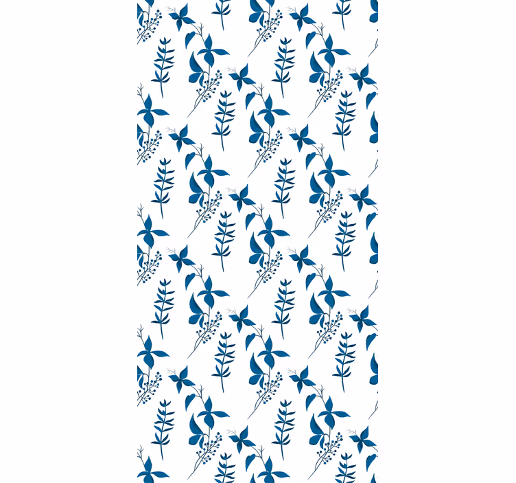 Floral ornament wallpaper blue flower pattern - TenStickers