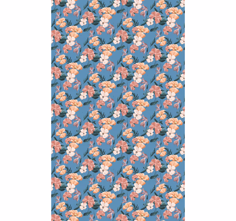 Floral ornament wallpaper flowerprint 'flower jeans' - TenStickers