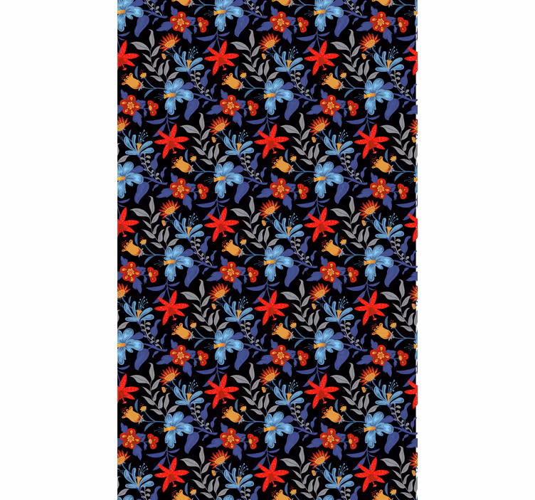 Floral ornament wallpaper flowerprint 'tricot' black - TenStickers